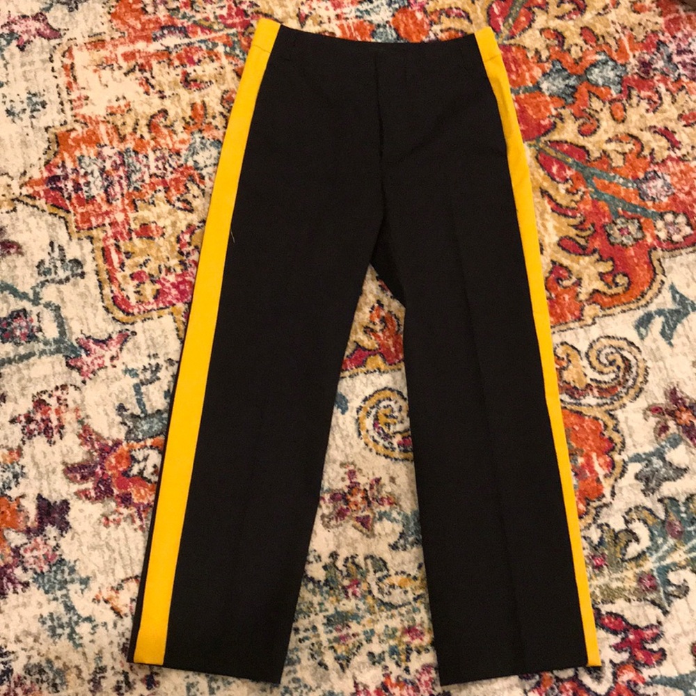 Zara Black Trousers with Yellow Stripe Sides